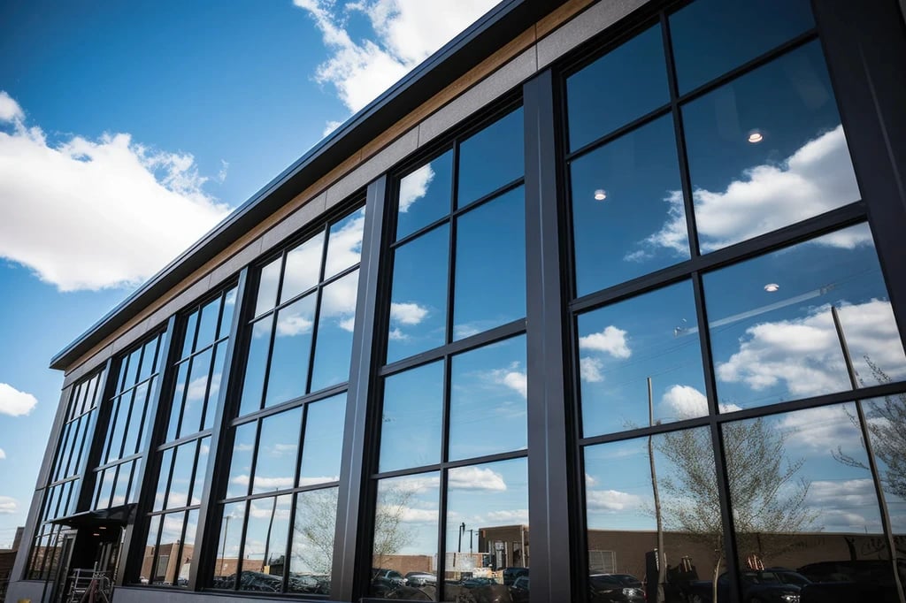 Façade commerciale avec pellicule d'intimité réfléchissante à Montréal
